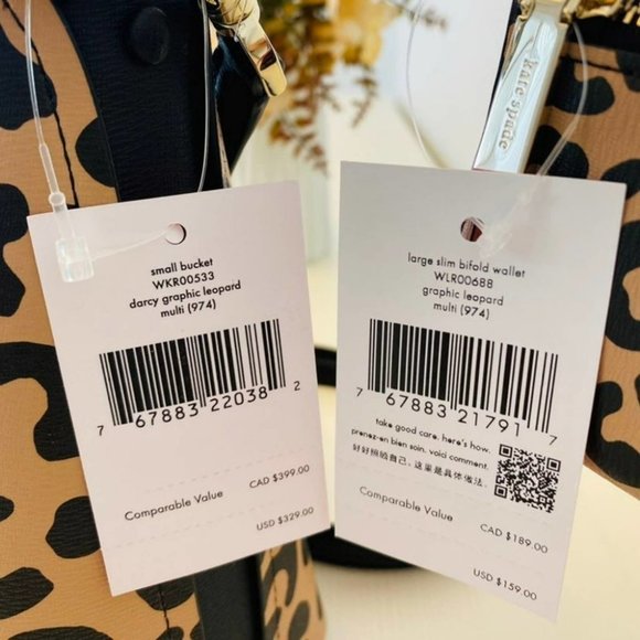 Kate Spade Purse & Wallet Darcy Graphic Leopard Small Bucket Bag Crossbody - Picture 5 of 11
